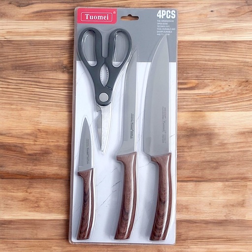 [SMK311-3GO] TUOMEI Série 3 Couteaux et Ciseaux R-12 (Marron )
