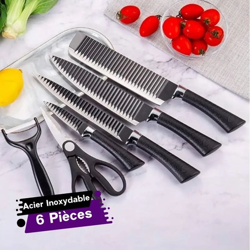 [SM311-8GO] Ensemble de 6 Couteaux de Cuisine en Acier Inoxydable EVRYEALTH