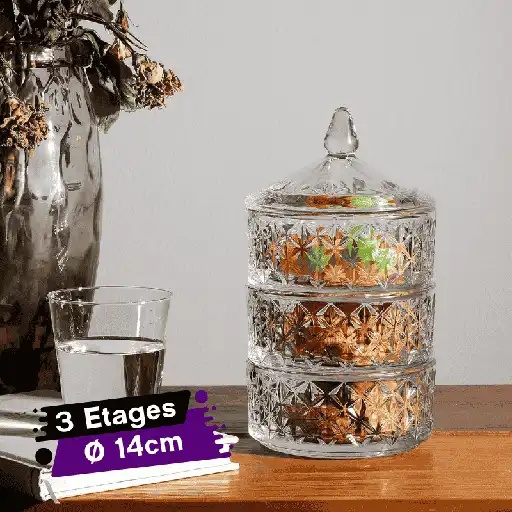[GC3-GO] Bonbonnière 3 Etages Candy Galaxy Glass