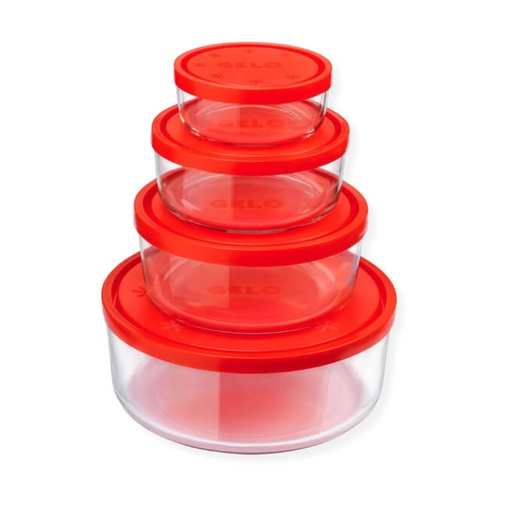 [E4BC-4GO] Ensemble de 4 Boîtes de conservation Frigoverre Bormioli Rocco GELO 22,5 /17,5/14,5/11,5 Cm