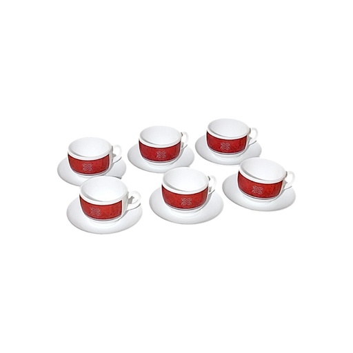 [LCVTTR-9GO] Luminarc Coffret De 6 Verres à Café Tasse et Sous Tasses – RUBIS 9 CL