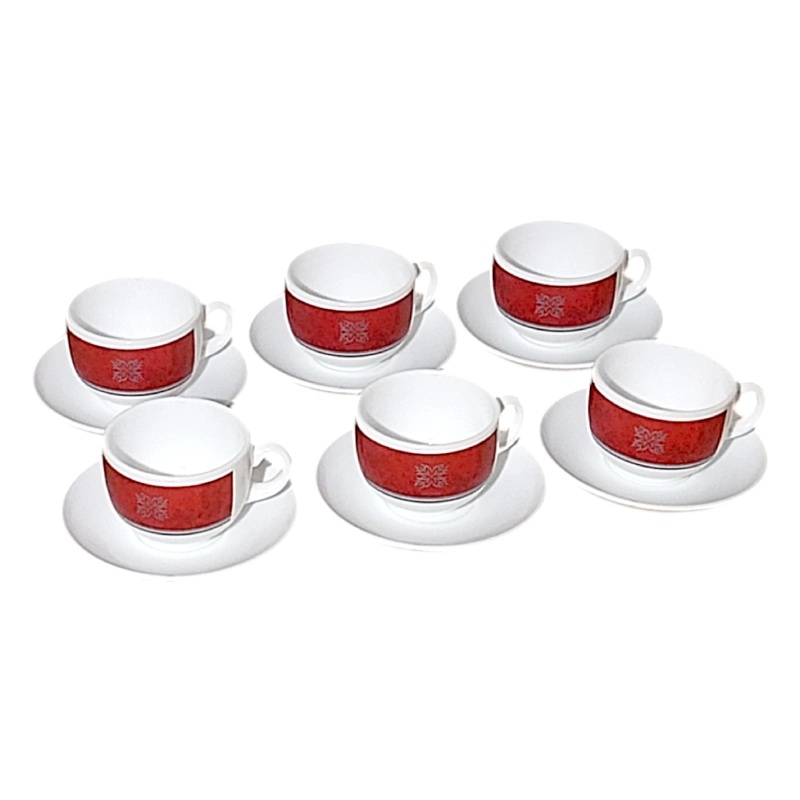 Service à Café Ty Breiz Gourin – 6 Tasses + Sous-tasses + Pichet Lait + Sucrier – Marron