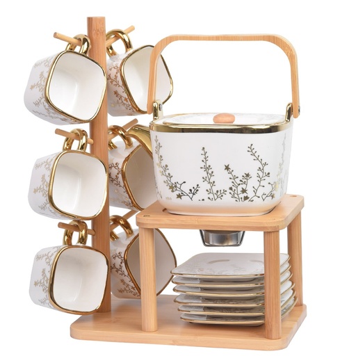 [JD7786-GO] Service a Café En Porcelaine 16 pièces Avec Support