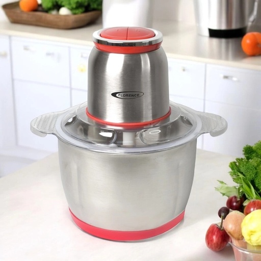[AT7002-GO-Rouge] Hachoir électrique Florence Bol Inox 3L-1000W-Rouge