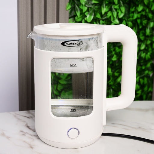 [HK414-GO-Blanc] Bouilloire Électrique En Verre Florence 2L 2000W - Blanc