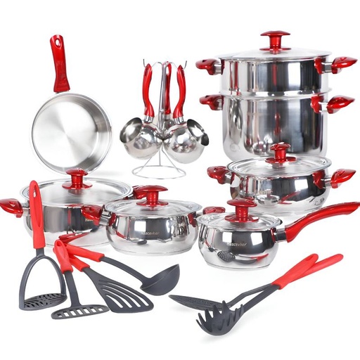 [EBCIHAS-22GO] Ensemble De Batterie De Cuisine Inox 22 Pièces Haschever 18/10