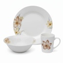 Service à Table 12 Pièces en Porcelaine - Floral Beige