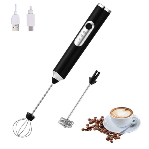 [HK440-GO-Noir] Mousseur à Lait 2 en 1 Rechargeable Florence 4W 9000RPM Noir